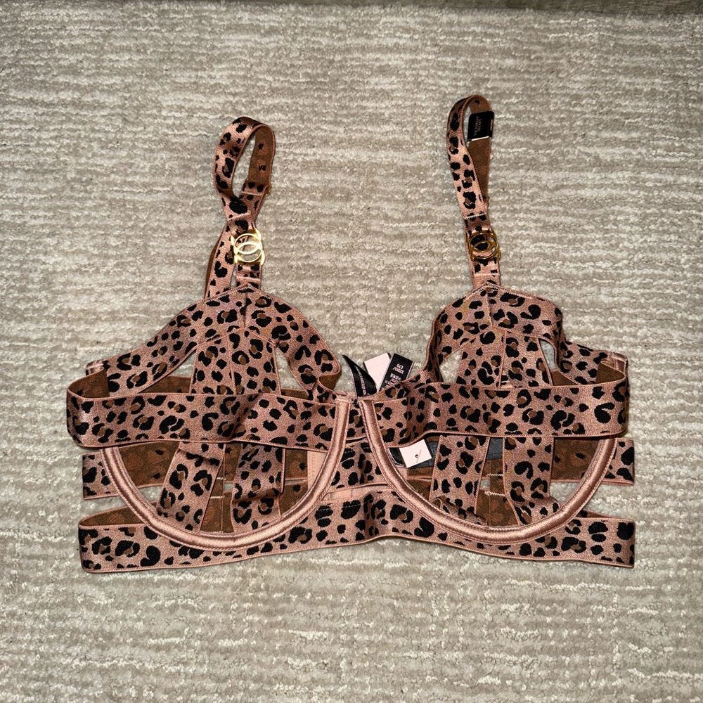 Victoria's Secret luxe lingerie Leopard Print Cage Bra